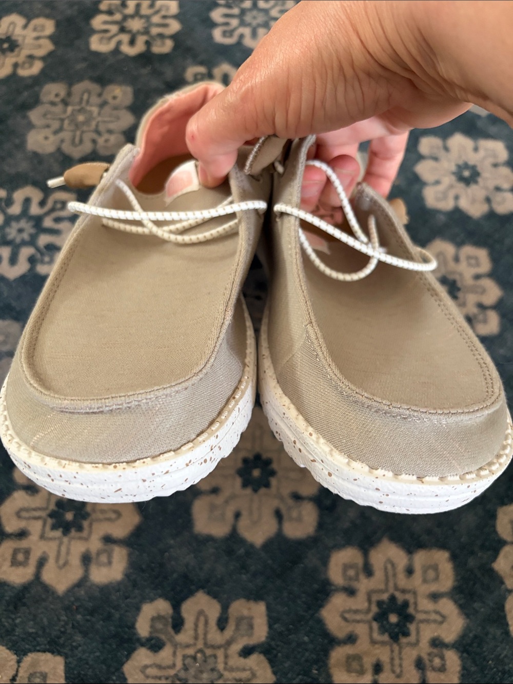 Women's HEY DUDE Beige Heathered Wendy Stretch Shoes - Picture 8 of 9
